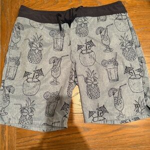 Travis Mathew Gray Cocktail Print Swim Shorts